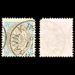6901 Denmark SG50 3 Ore Grey & Light Blue 1875. Sc#25 Mi 22IYAb Used. C£11, view 2