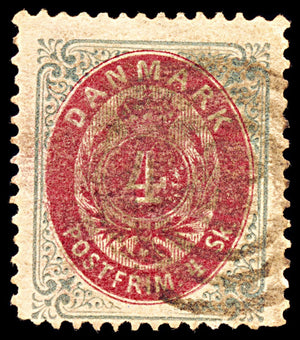 6905 Denmark SG44 4 Sk Grey & Red 1870. Sc#18 Mi 18IA Used. C£8