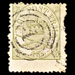 6909 Denmark SG30a 16 Sk Olive 1864. Sc#15 Mi 15A Used. C£130, view 3