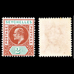 6946 Seychelles SG46 2C Chestnut & Green. Broken "S" 1903. Sc#38 Mi 38 Mint MNH. C£180, view 1