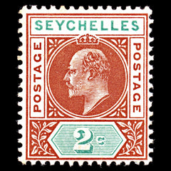 6946 Seychelles SG46 2C Chestnut & Green. Broken "S" 1903. Sc#38 Mi 38 Mint MNH. C£180, view 3