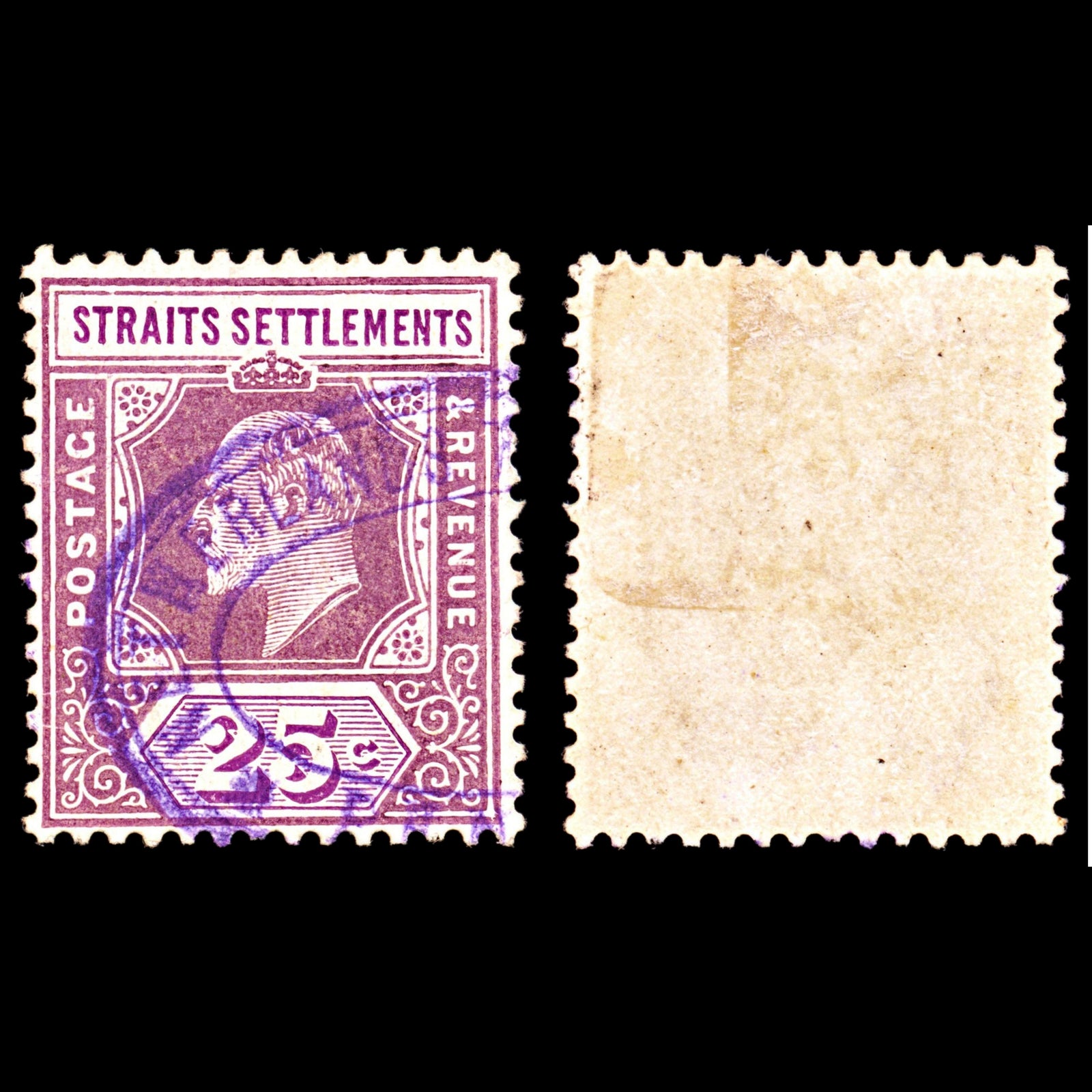 6957 Straits Settlements SG161 25C Violet 1909. Sc#118 Mi 129 Used. C£13