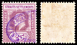 6957 Straits Settlements SG161 25C Violet 1909. Sc#118 Mi 129 Used. C£13