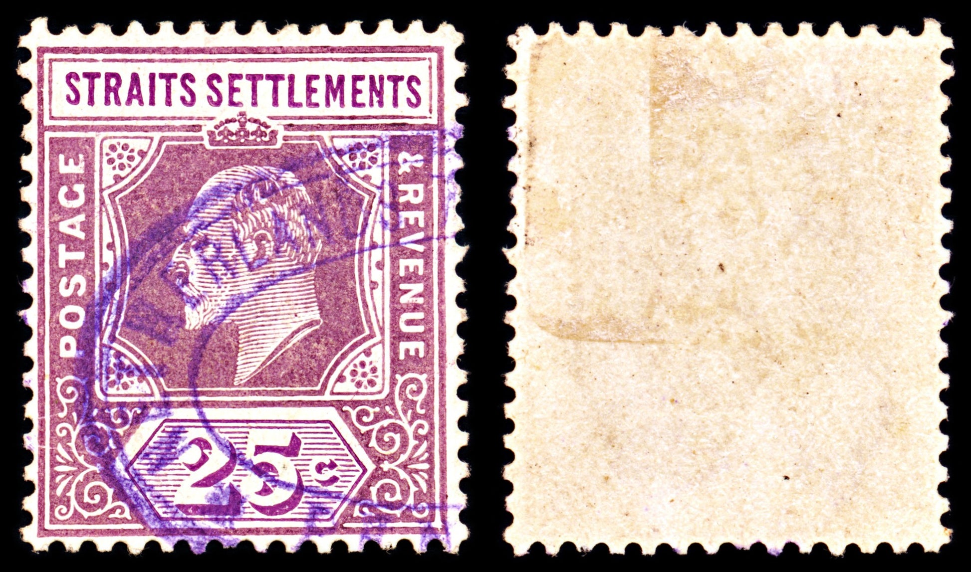 6957 Straits Settlements SG161 25C Violet 1909. Sc#118 Mi 129 Used. C£13