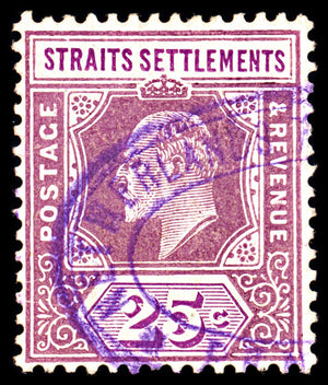 6957 Straits Settlements SG161 25C Violet 1909. Sc#118 Mi 129 Used. C£13