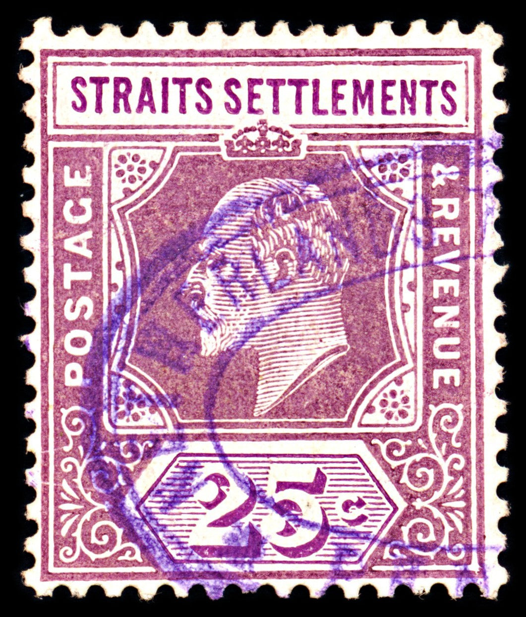 6957 Straits Settlements SG161 25C Violet 1909. Sc#118 Mi 129 Used. C£13