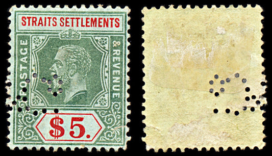 6958 Straits Settlements SG240a 5$ Green & Red 1926. Sc#201 Mi 187 Mint MH. C£120