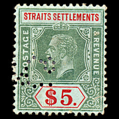 6958 Straits Settlements SG240a 5$ Green & Red 1926. Sc#201 Mi 187 Mint MH. C£120, view 3