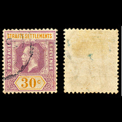 6960 Straits Settlements SG235 30C Orange & Violet 1921. Mi 170I Used. C£60, view 1