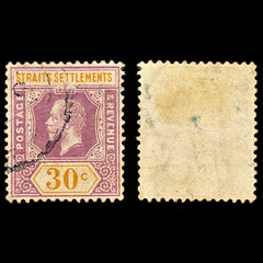 6960 Straits Settlements SG235 30C Orange & Violet 1921. Mi 170I Used. C£60, view 2