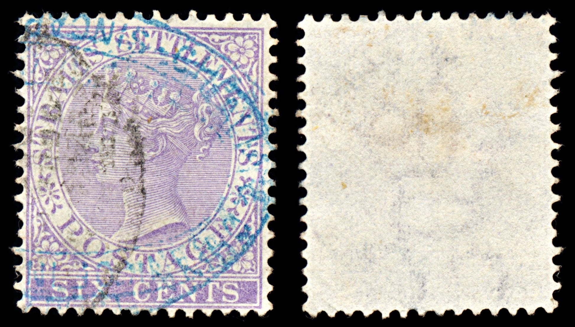 6967 Straits Settlements SG13 6C Violet 1868. Sc#12 Mi 12a Used. C£23