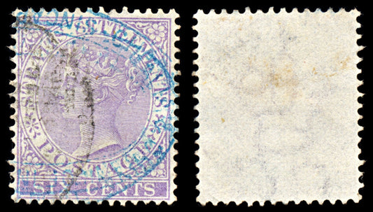 6967 Straits Settlements SG13 6C Violet 1868. Sc#12 Mi 12a Used. C£23