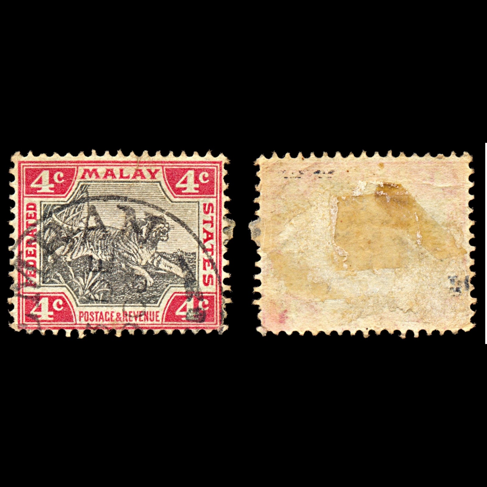 6972 Malaya Fed. States SG17 4C Black & Carmine 1901. Sc#20 Used. C£16