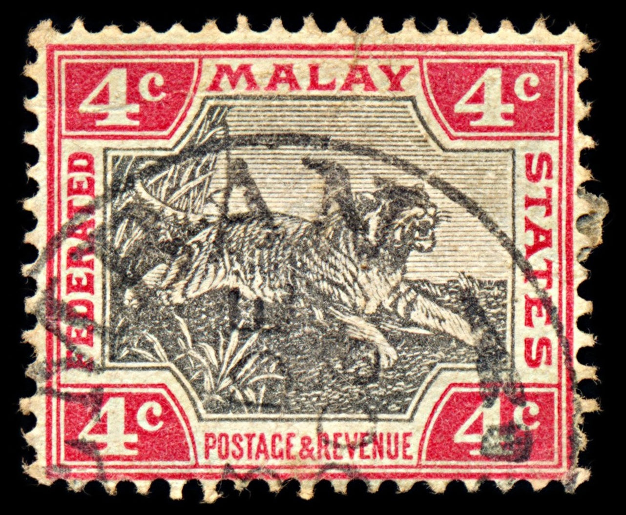 6972 Malaya Fed. States SG17 4C Black & Carmine 1901. Sc#20 Used. C£16