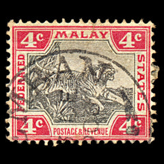 6972 Malaya Fed. States SG17 4C Black & Carmine 1901. Sc#20 Used. C£16, view 3