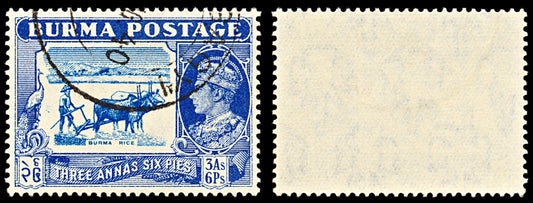 6981 Burma SG27 3P6A Blue & Light Blue 1938. Sc#27 Mi 28 Used. C£11