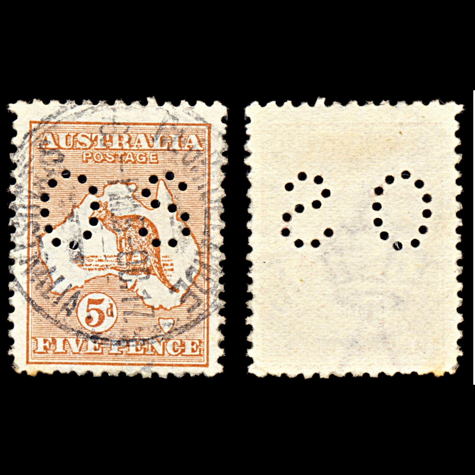 6999 Australia SG O22 5D Chestnut. Ovpt Inv & Rev 1913. Sc#OB7 Mi D7II Used. C£65
