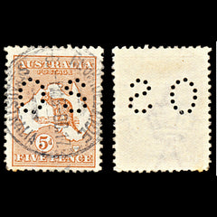 6999 Australia SG O22 5D Chestnut. Ovpt Inv & Rev 1913. Sc#OB7 Mi D7II Used. C£65, view 1