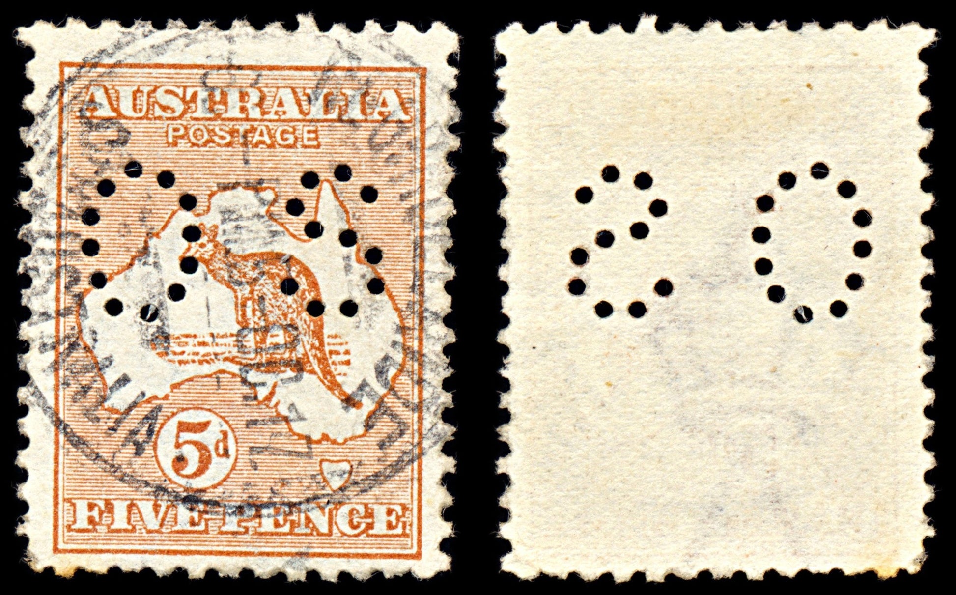 6999 Australia SG O22 5D Chestnut. Ovpt Inv & Rev 1913. Sc#OB7 Mi D7II Used. C£65