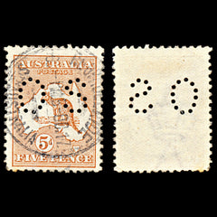 6999 Australia SG O22 5D Chestnut. Ovpt Inv & Rev 1913. Sc#OB7 Mi D7II Used. C£65, view 2