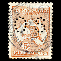 6999 Australia SG O22 5D Chestnut. Ovpt Inv & Rev 1913. Sc#OB7 Mi D7II Used. C£65, view 3