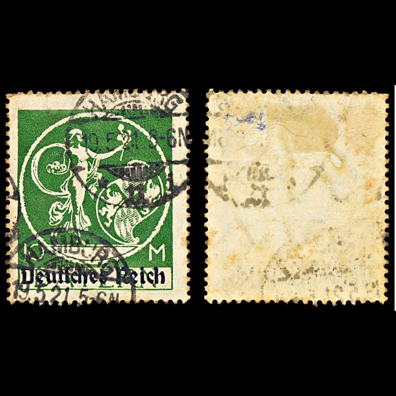 7028 Germany SG135 10 Blackish Olive Green 1920. Sc#274 Mi 137I Used. C£23