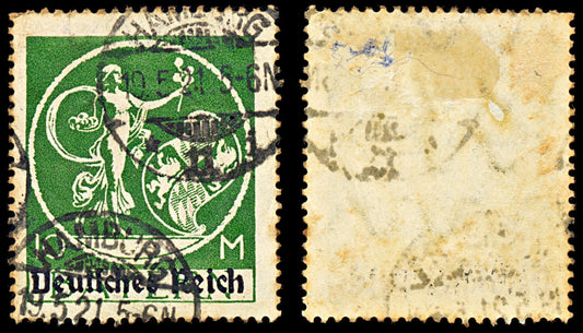7028 Germany SG135 10 Blackish Olive Green 1920. Sc#274 Mi 137I Used. C£23