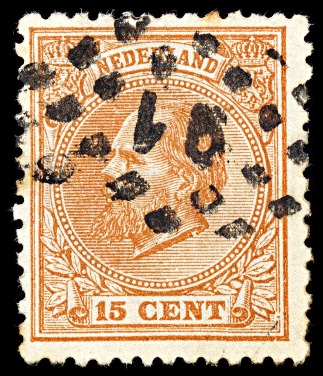 7036 Netherlands SG102A 15C Brown Orange 1884. Mi 23G Used. C£11