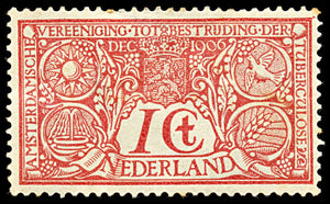 7042 Netherlands SG208 1+1C Red 1906. Sc#B1 Mi 69 Mint MH. C£28