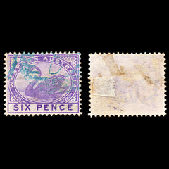 7063 Western Australia SG100 6D Violet. Green Postmark 1890. Sc#67 Mi 39 Used, view 2