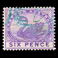 7063 Western Australia SG100 6D Violet. Green Postmark 1890. Sc#67 Mi 39 Used, view 3