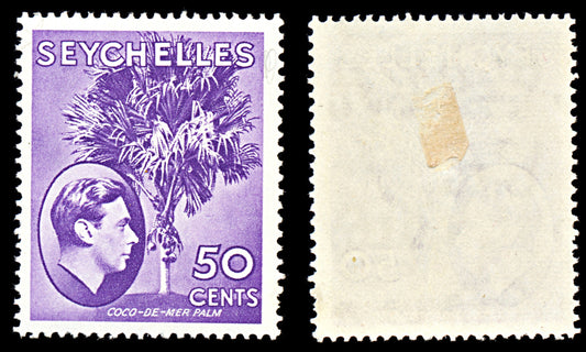 7079 Seychelles SG144 50C Deep Red Violet 1938. Sc#141a Mint MH. C£20