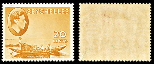 7080 Seychelles SG140a 20C Brown Ochre 1941. Sc#136a Mint MH. C£30