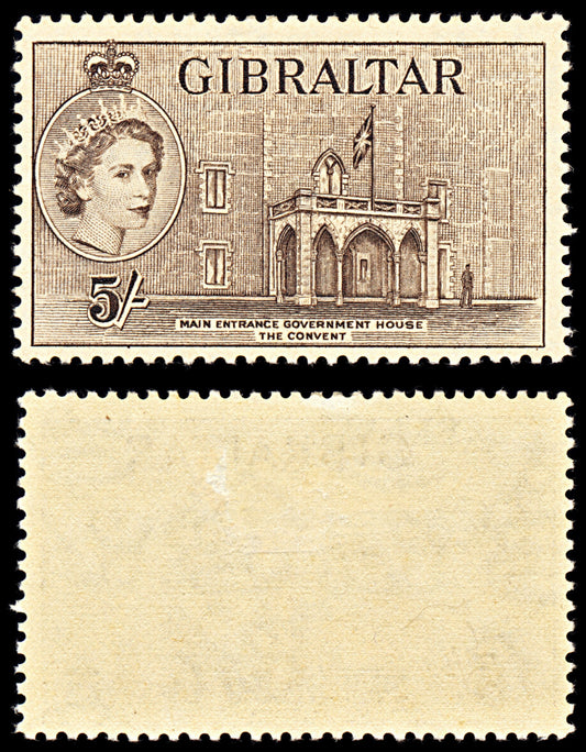 7094 Gibraltar SG156 5S Deep Brown 1953. Sc#143 Mi 145 Mint MVLH. C£40