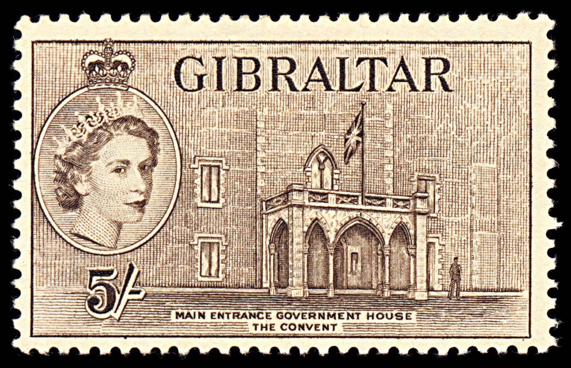 7094 Gibraltar SG156 5S Deep Brown 1953. Sc#143 Mi 145 Mint MVLH. C£40