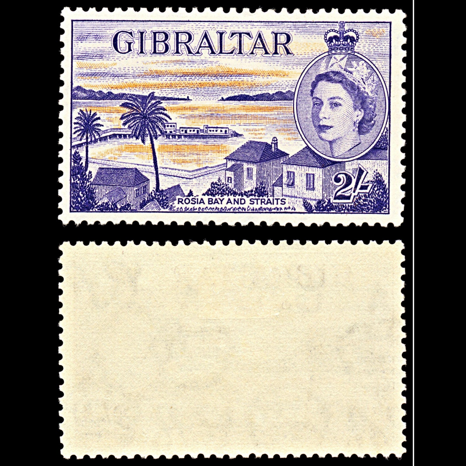 7095 Gibraltar SG155 2S Orange & Reddish Violet 1953. Sc#142 Mi 144 Mint MVLH. C£50