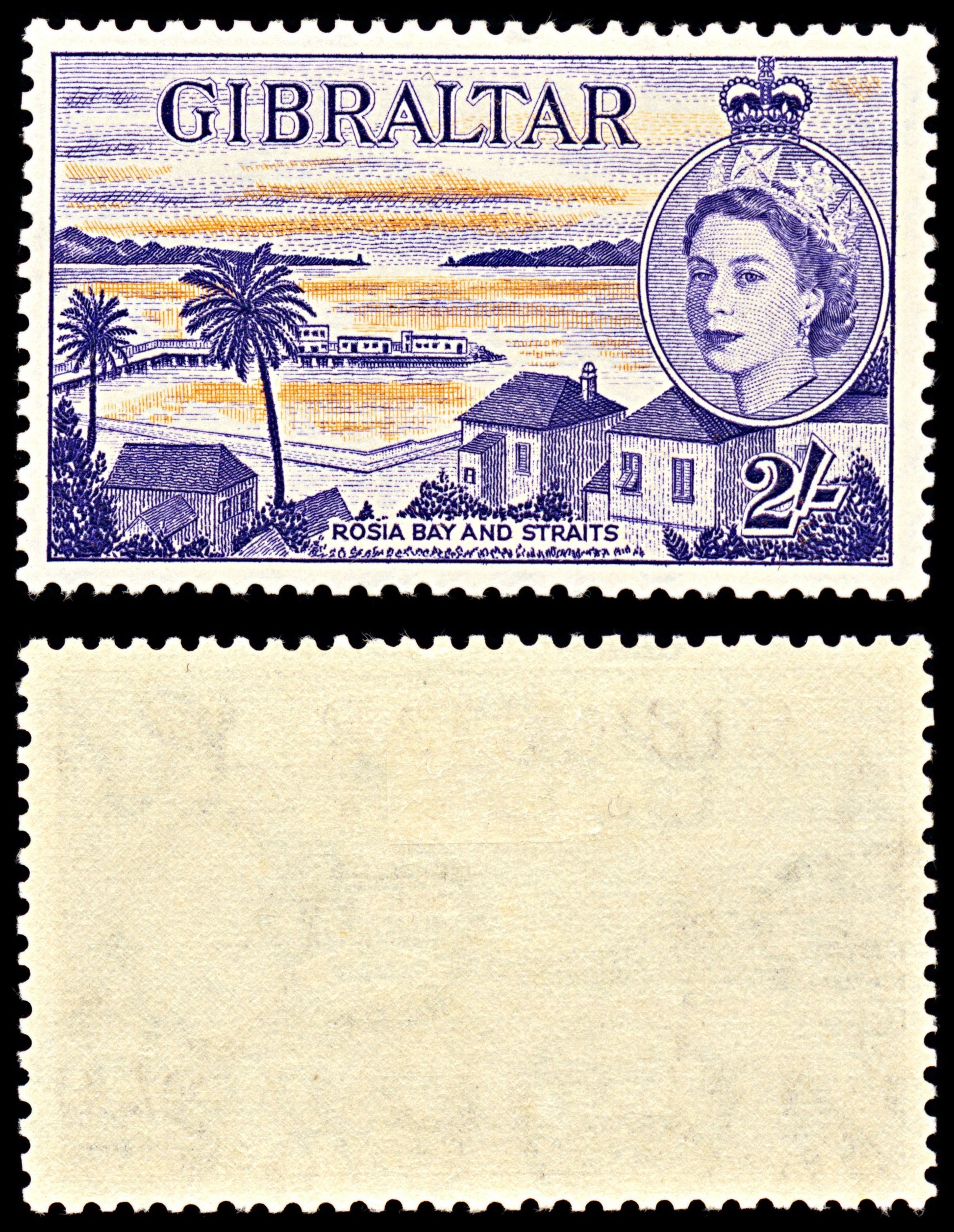 7095 Gibraltar SG155 2S Orange & Reddish Violet 1953. Sc#142 Mi 144 Mint MVLH. C£50