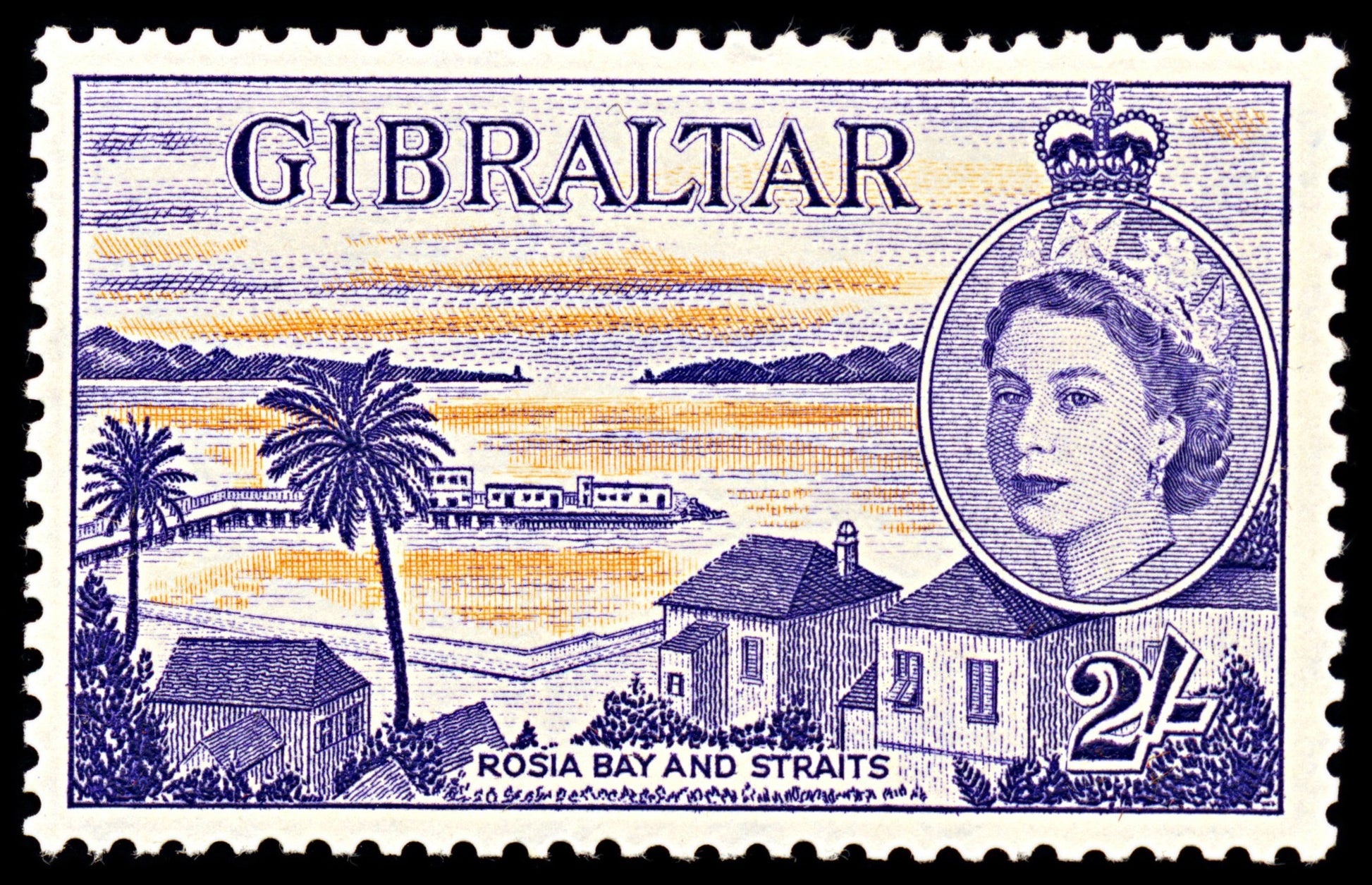 7095 Gibraltar SG155 2S Orange & Reddish Violet 1953. Sc#142 Mi 144 Mint MVLH. C£50
