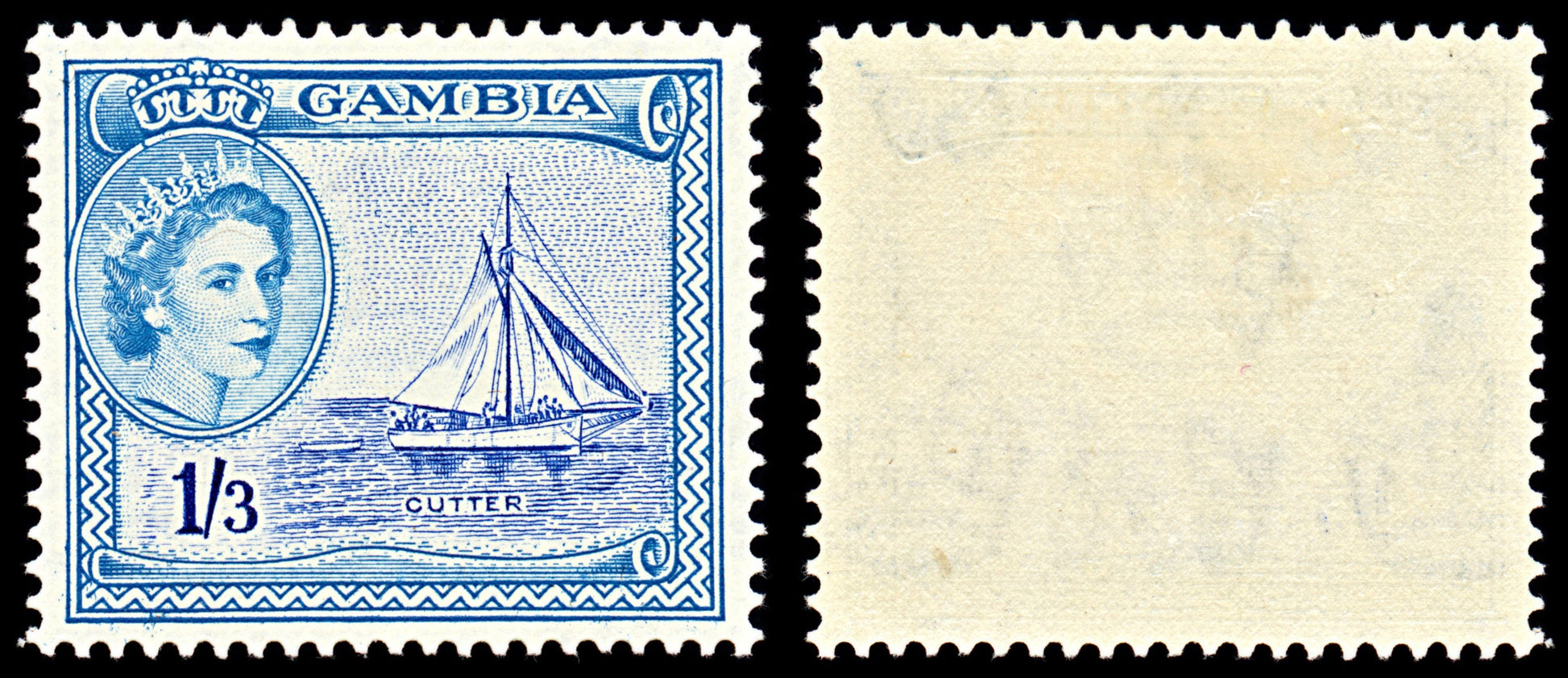 7096 Gambia SG179 1'3S Pale Blue & Ultramarine 1953. Sc#161 Mi 156 Mint MVLH. C£26
