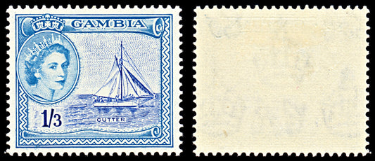 7096 Gambia SG179 1'3S Pale Blue & Ultramarine 1953. Sc#161 Mi 156 Mint MVLH. C£26