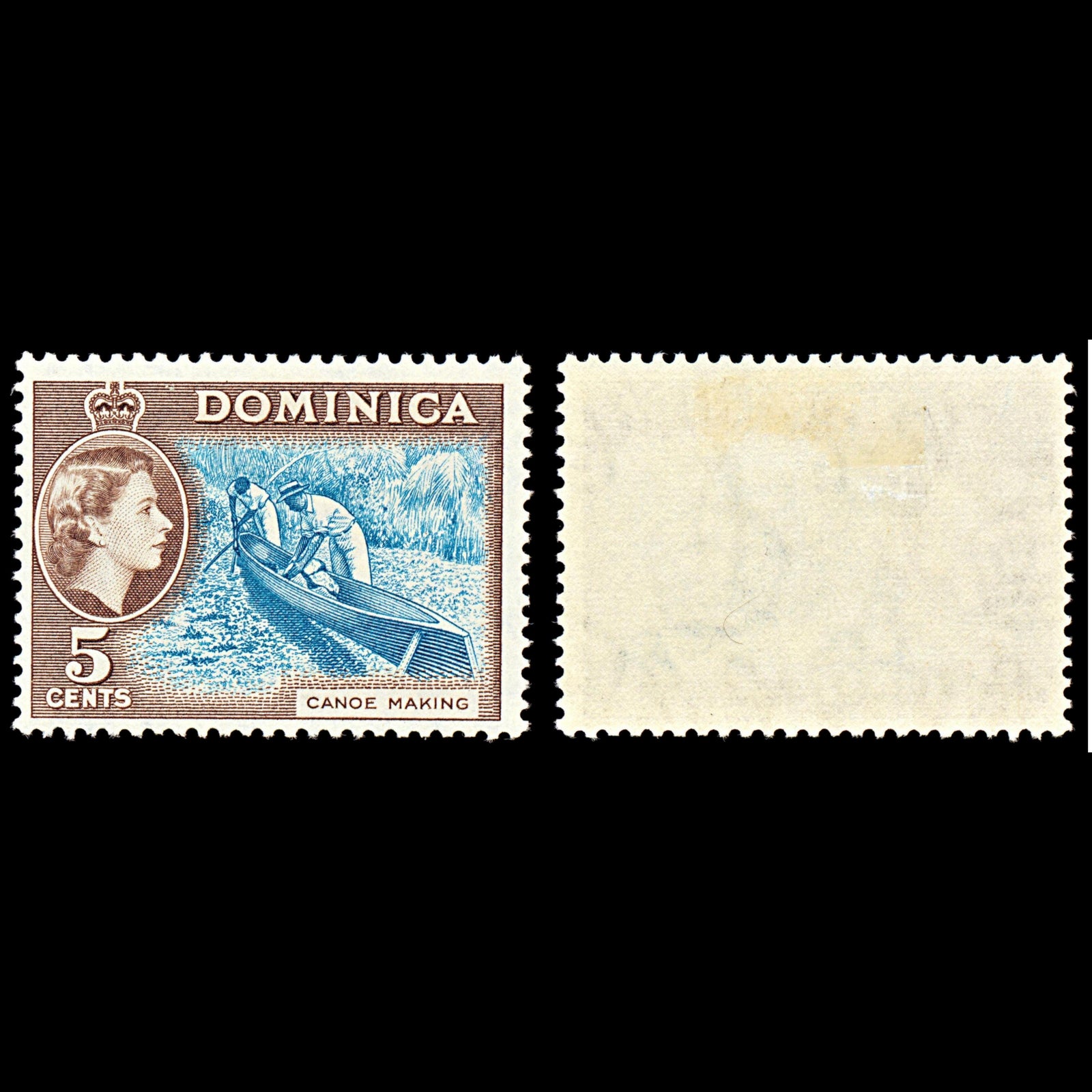 7097 Dominica SG147 5C Light Blue & Sepia Brown 1957. Sc#158 Mi 154 Mint MH. C£15
