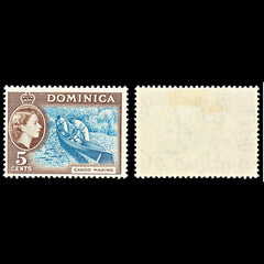 7097 Dominica SG147 5C Light Blue & Sepia Brown 1957. Sc#158 Mi 154 Mint MH. C£15, view 1