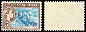 7097 Dominica SG147 5C Light Blue & Sepia Brown 1957. Sc#158 Mi 154 Mint MH. C£15