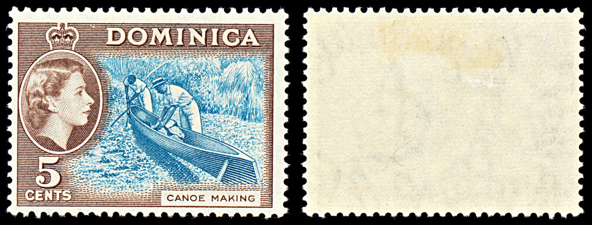 7097 Dominica SG147 5C Light Blue & Sepia Brown 1957. Sc#158 Mi 154 Mint MH. C£15