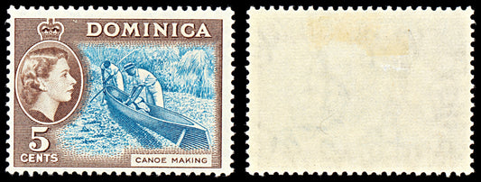 7097 Dominica SG147 5C Light Blue & Sepia Brown 1957. Sc#158 Mi 154 Mint MH. C£15