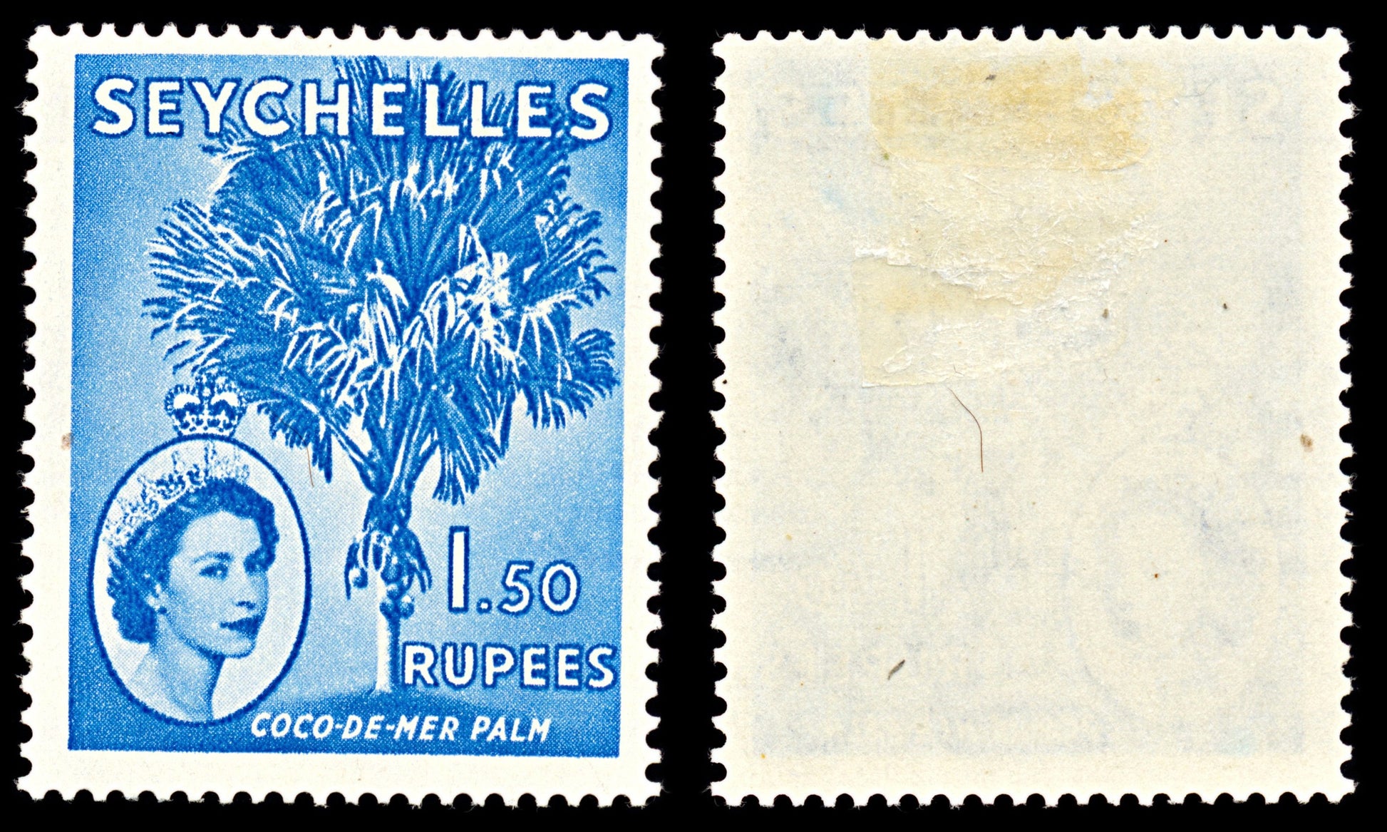 7100 Seychelles SG185 1.50Rs Bright Blue 1954. Sc#187 Mi 185 Mint MH. C£11