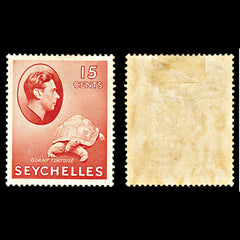 7108 Seychelles SG139a 15C Brown Carmine 1942. Sc#133a Mi 129a Mint MH. C£28, view 1