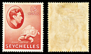 7108 Seychelles SG139a 15C Brown Carmine 1942. Sc#133a Mi 129a Mint MH. C£28