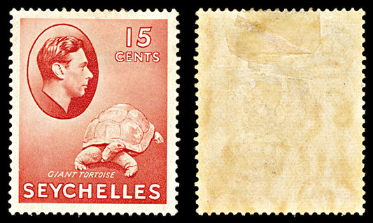 7108 Seychelles SG139a 15C Brown Carmine 1942. Sc#133a Mi 129a Mint MH. C£28