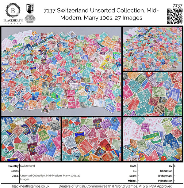 7137 Switzerland Unsorted Collection. Mid-Modern. Many 100s. 27 Images
